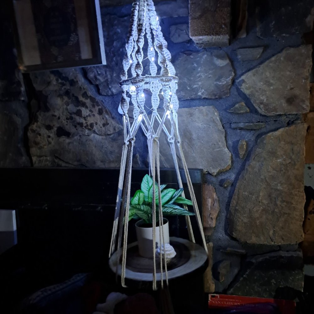 Macrame hanging table.